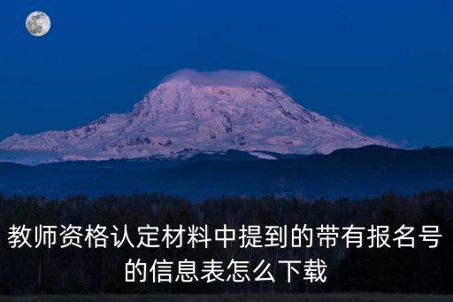 教师资格认定材料中提到的带有报名号的信息表怎么下载